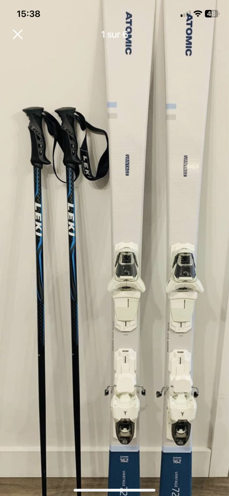 ski alpin Atomic Vantage 72 2021 femme (162 cm) super condition avec bâtons Leiki (120 cm) prix 250$